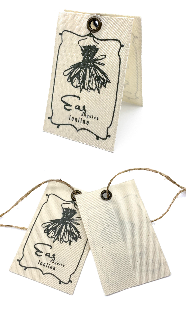 ຜູ້ຜະລິດມືອາຊີບ custom logo canvas hang tag cotton fabric tag with string