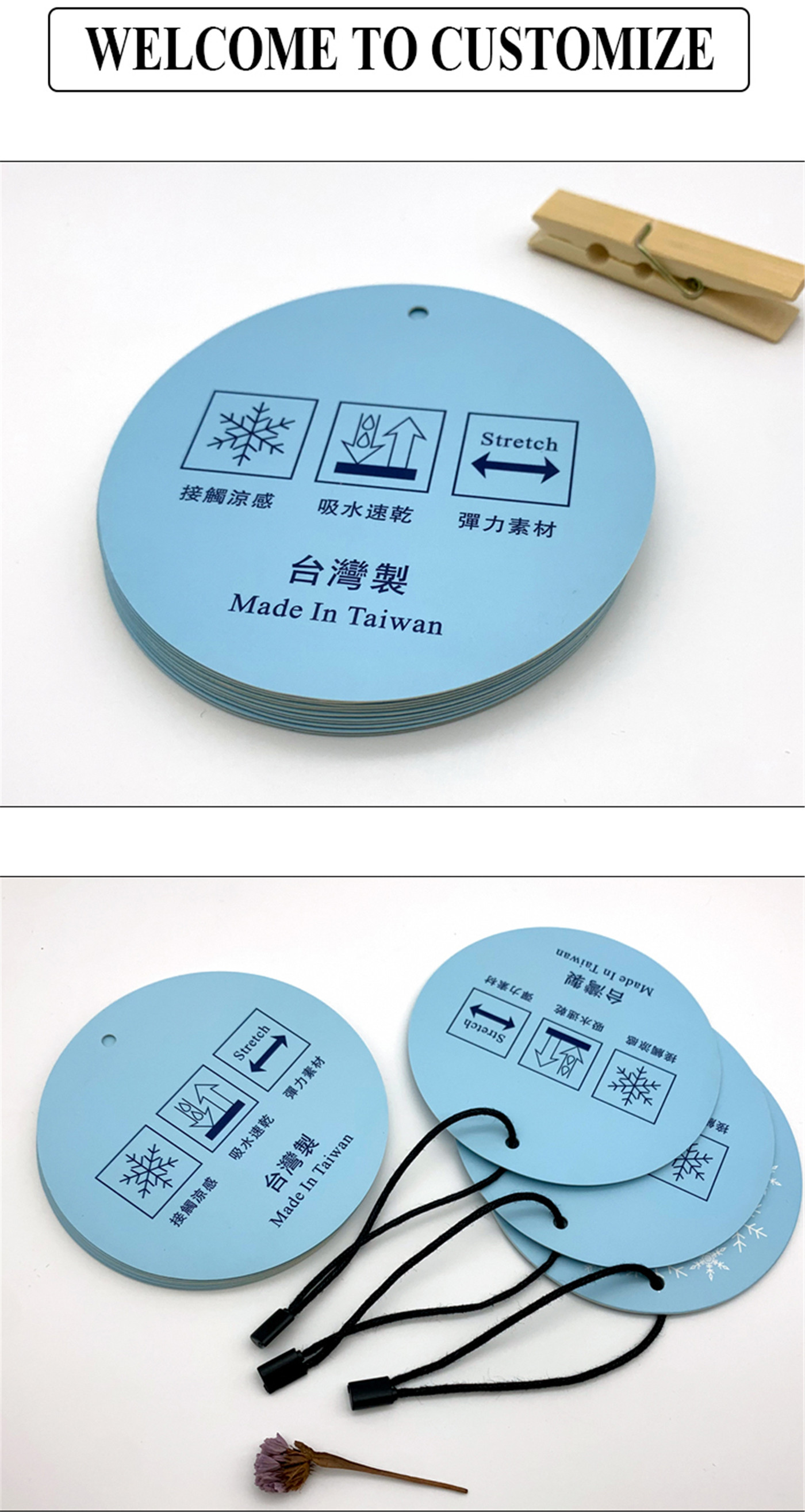 Label gantung pakaian yang dipersonalisasi pencetakan OEM dengan tag plastik (2)
