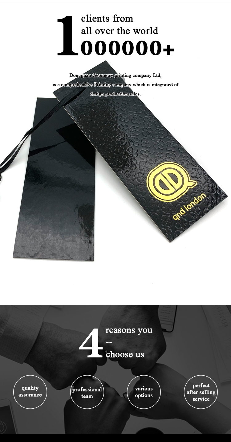 High-end speciální textura papír zlaté logo oblečení visí tag výrobce