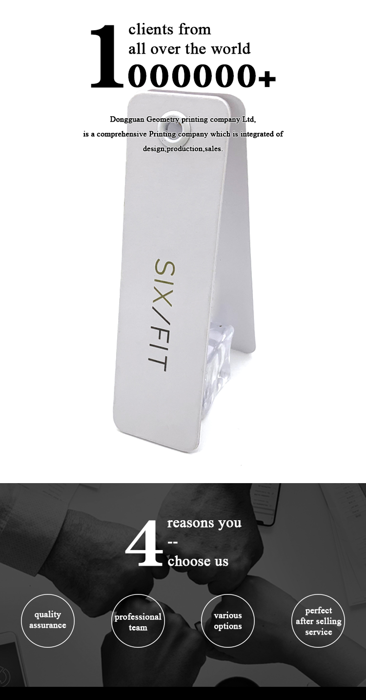 फॅक्टरी OEM डिझाइन ग्रॉमेट स्विंग टॅग आयलेटसह पांढरा हँग टॅग
