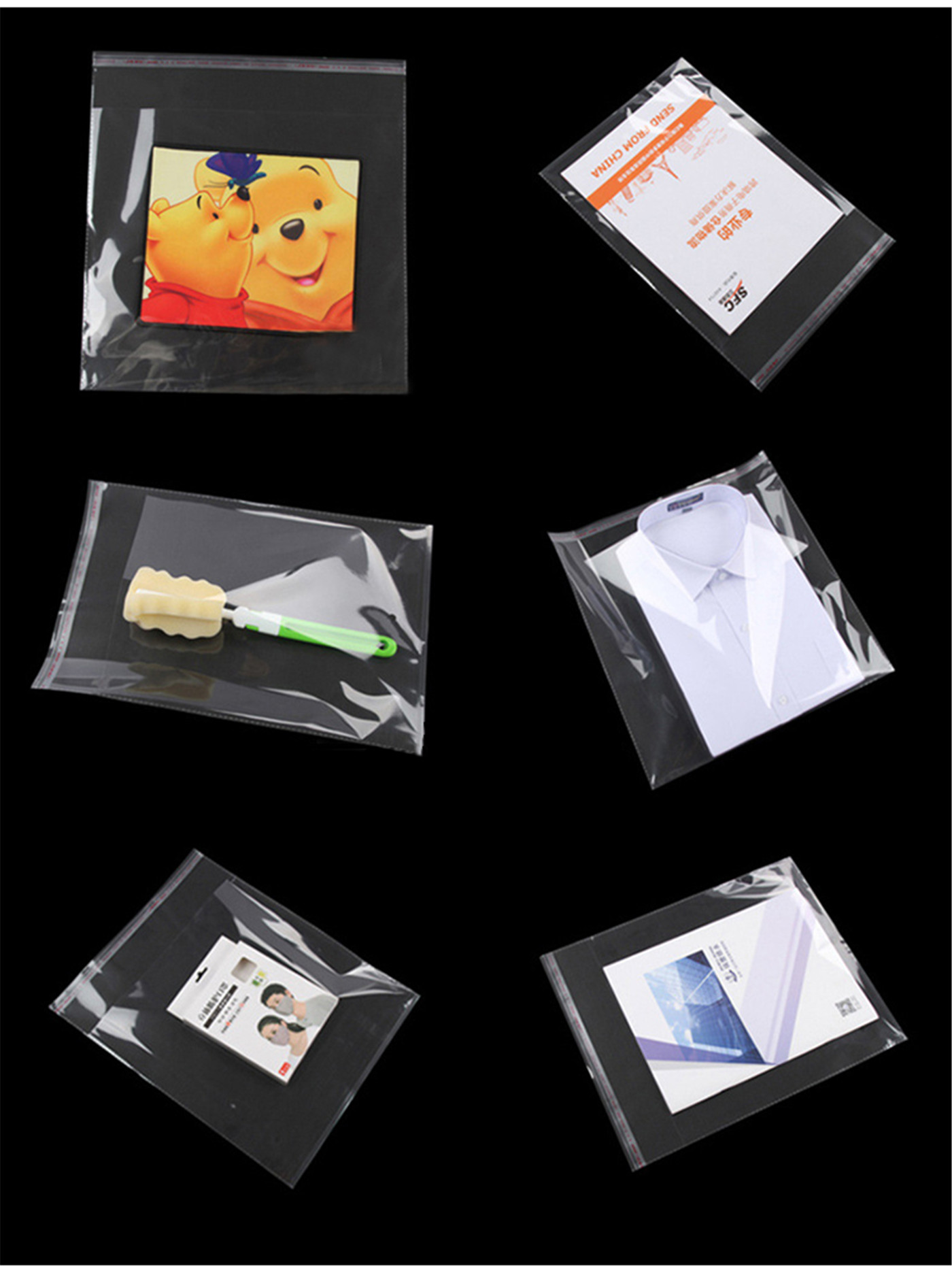 Wholesale self-adhesive Poly Bags Flat Plastic Bags in Multiple Sizes (5)