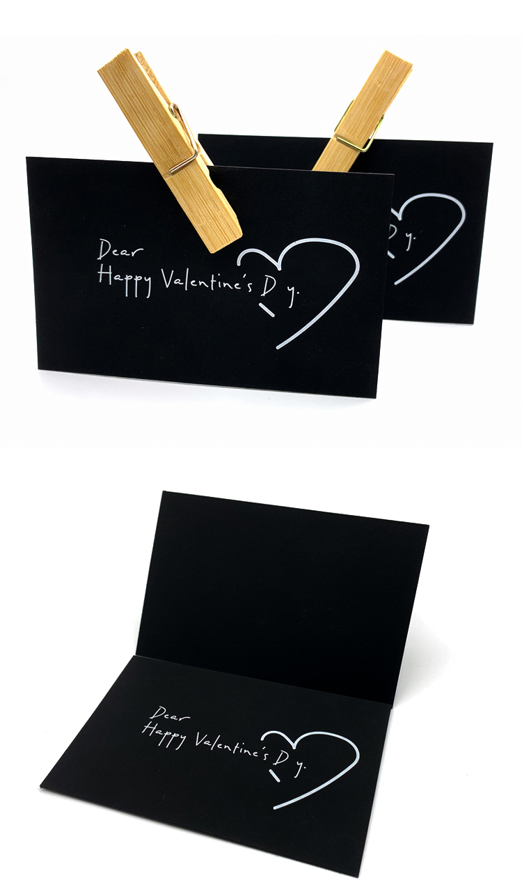 High end greeting card black thick paper white letters Thank you  card to customer