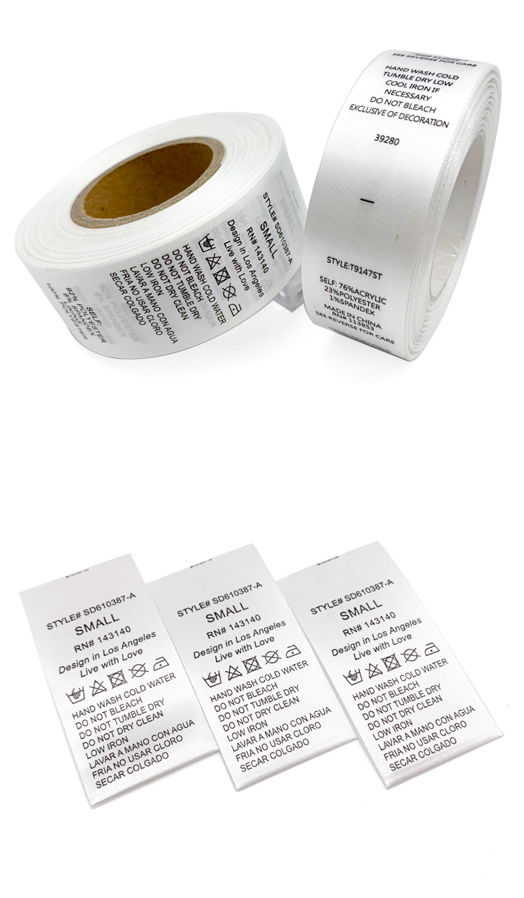 clothing care and clear instruction label roll