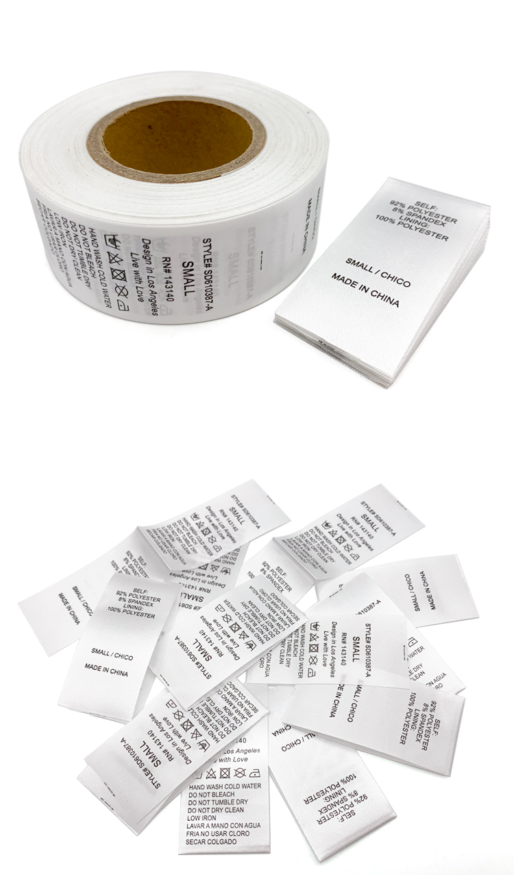 clothing care and clear instruction label roll