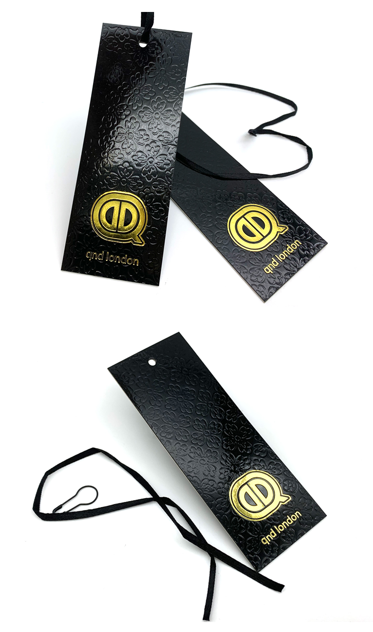 Factory direct Luxurious gold logo clothing hangtag